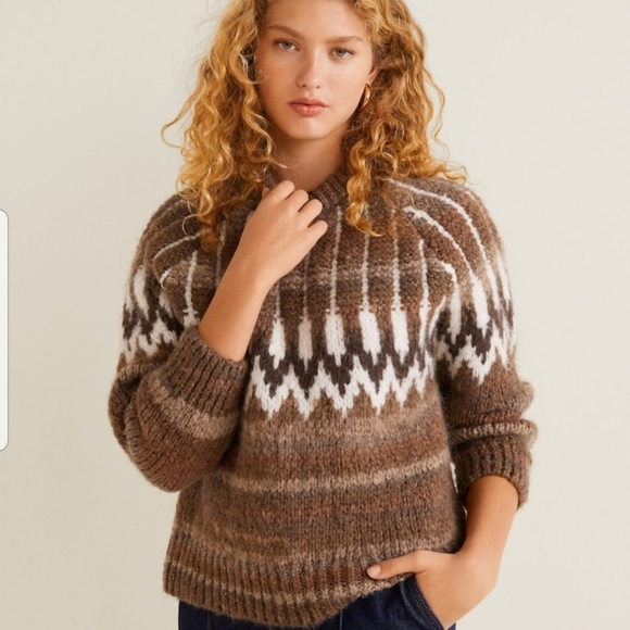Mango Sweaters - Mango Wool Blend Jacquard Sweater